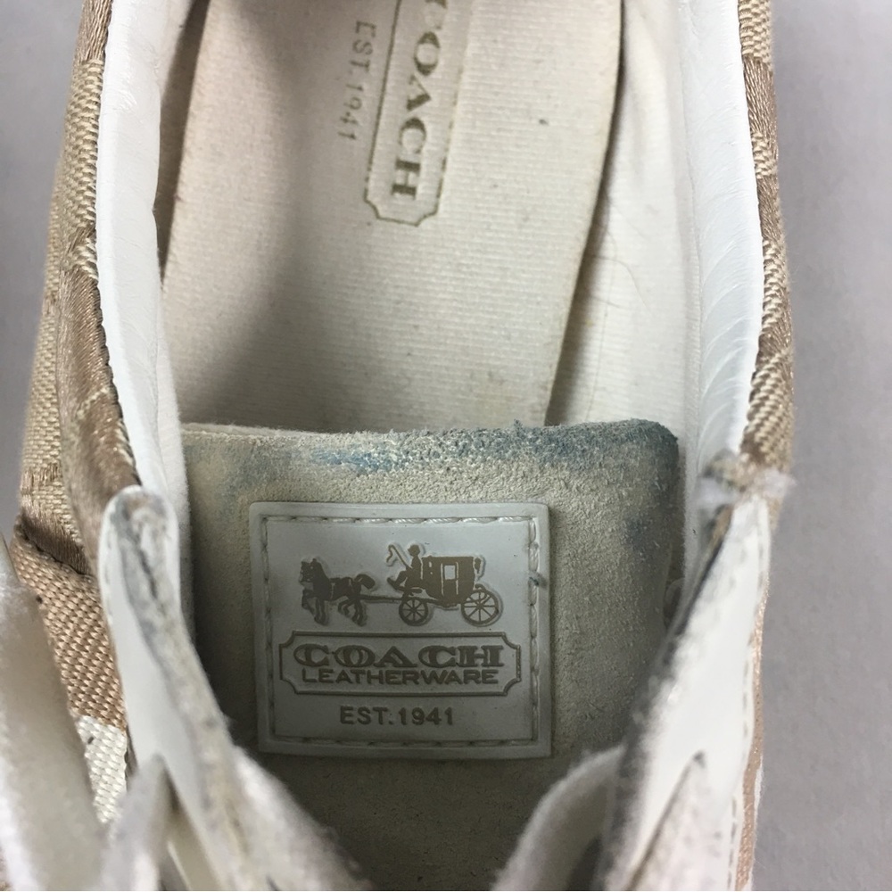 Coach Joss Q293 Beige White Monogram Women’s Tennis Shoes  Sneakers Size 9M Lace - Picture 7 of 9
